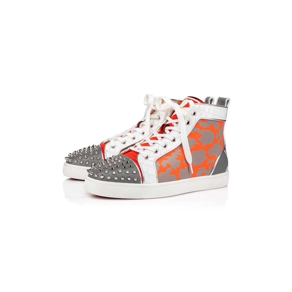 Christian Louboutin Lou Spikes Orange Version Multi Calf