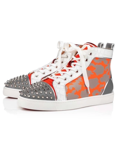 Christian Louboutin Lou Spikes Orange Version Multi Calf