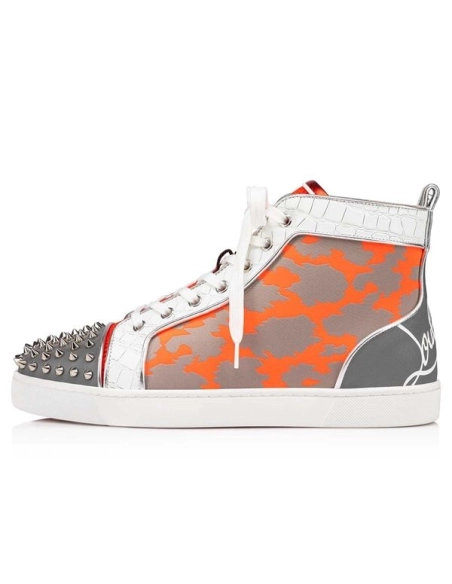 Christian Louboutin Lou Spikes Orange Version Multi Calf