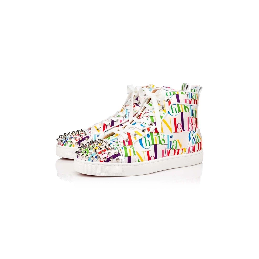 Christian Louboutin Lou Spikes White-multi/bianco Crepe Satin