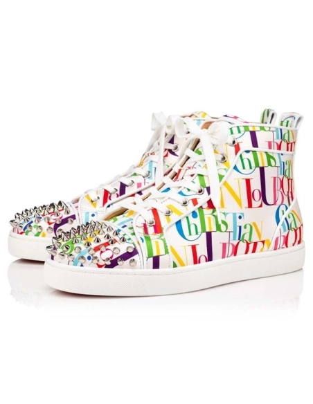 Christian Louboutin Lou Spikes White-multi/bianco Crepe Satin