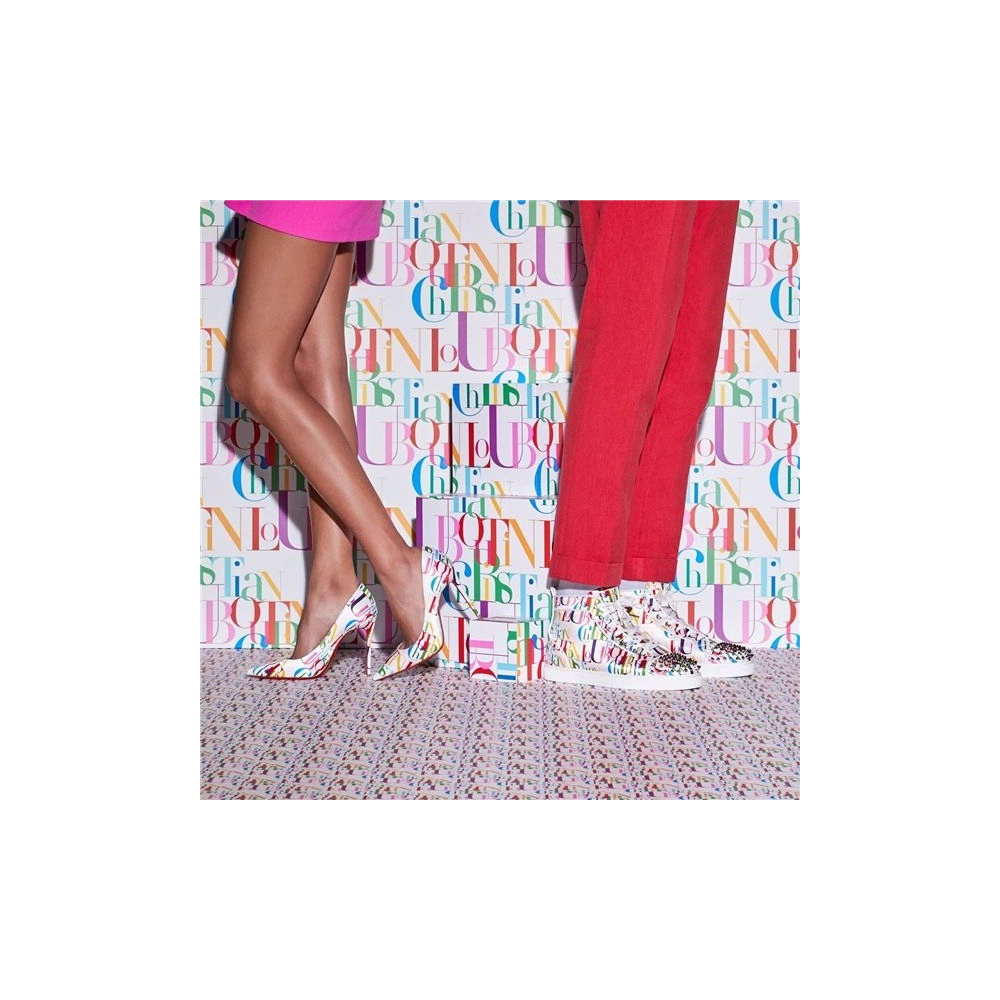 Christian Louboutin Lou Spikes White-multi/bianco Crepe Satin