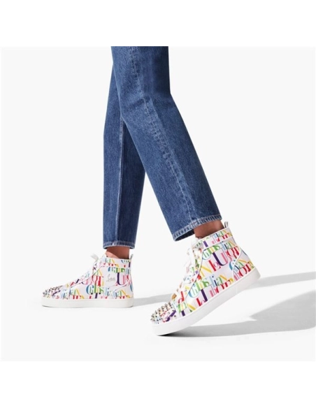 Christian Louboutin Lou Spikes White-multi/bianco Crepe Satin