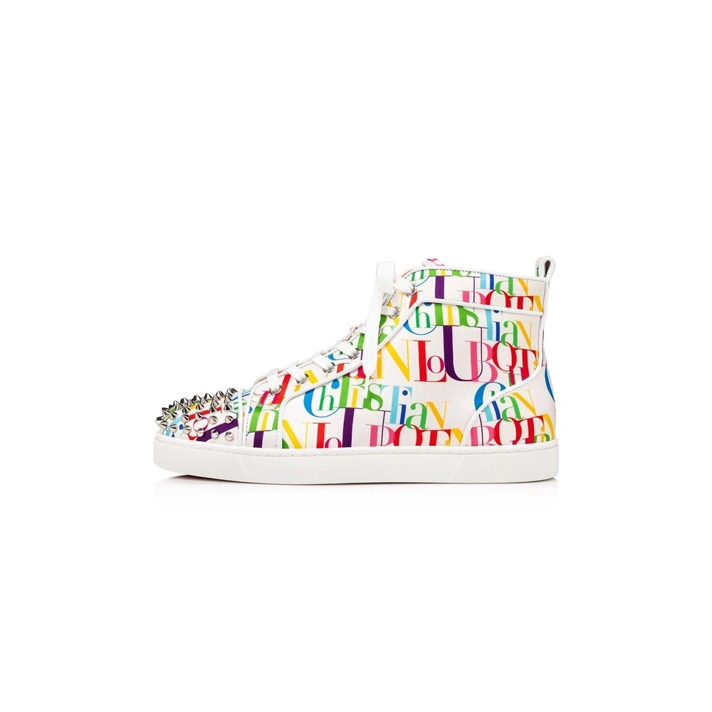 Christian Louboutin Lou Spikes White-multi/bianco Crepe Satin