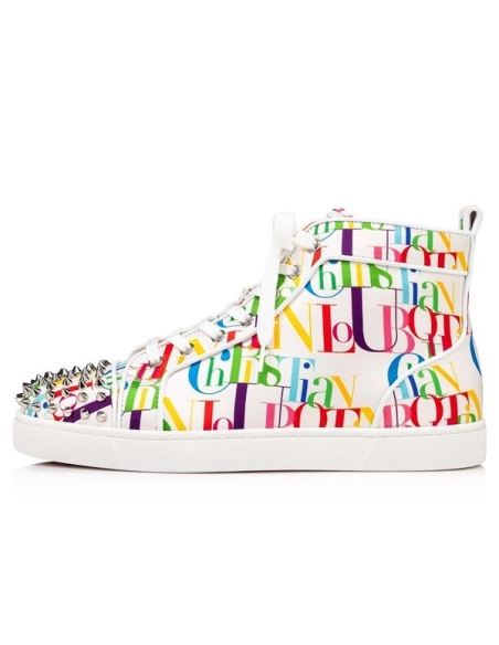 Christian Louboutin Lou Spikes White-multi/bianco Crepe Satin