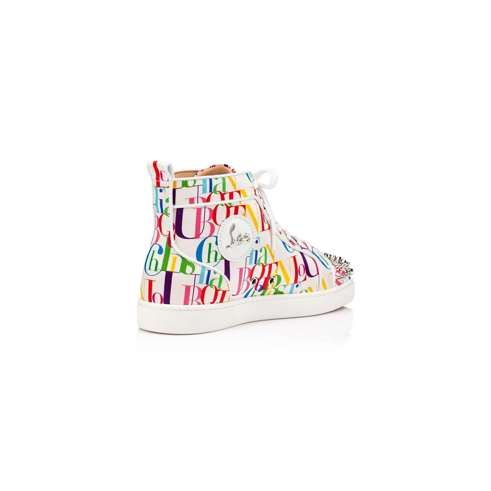 Christian Louboutin Lou Spikes White-multi/bianco Crepe Satin