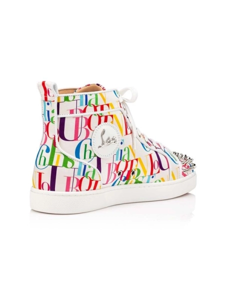 Christian Louboutin Lou Spikes White-multi/bianco Crepe Satin
