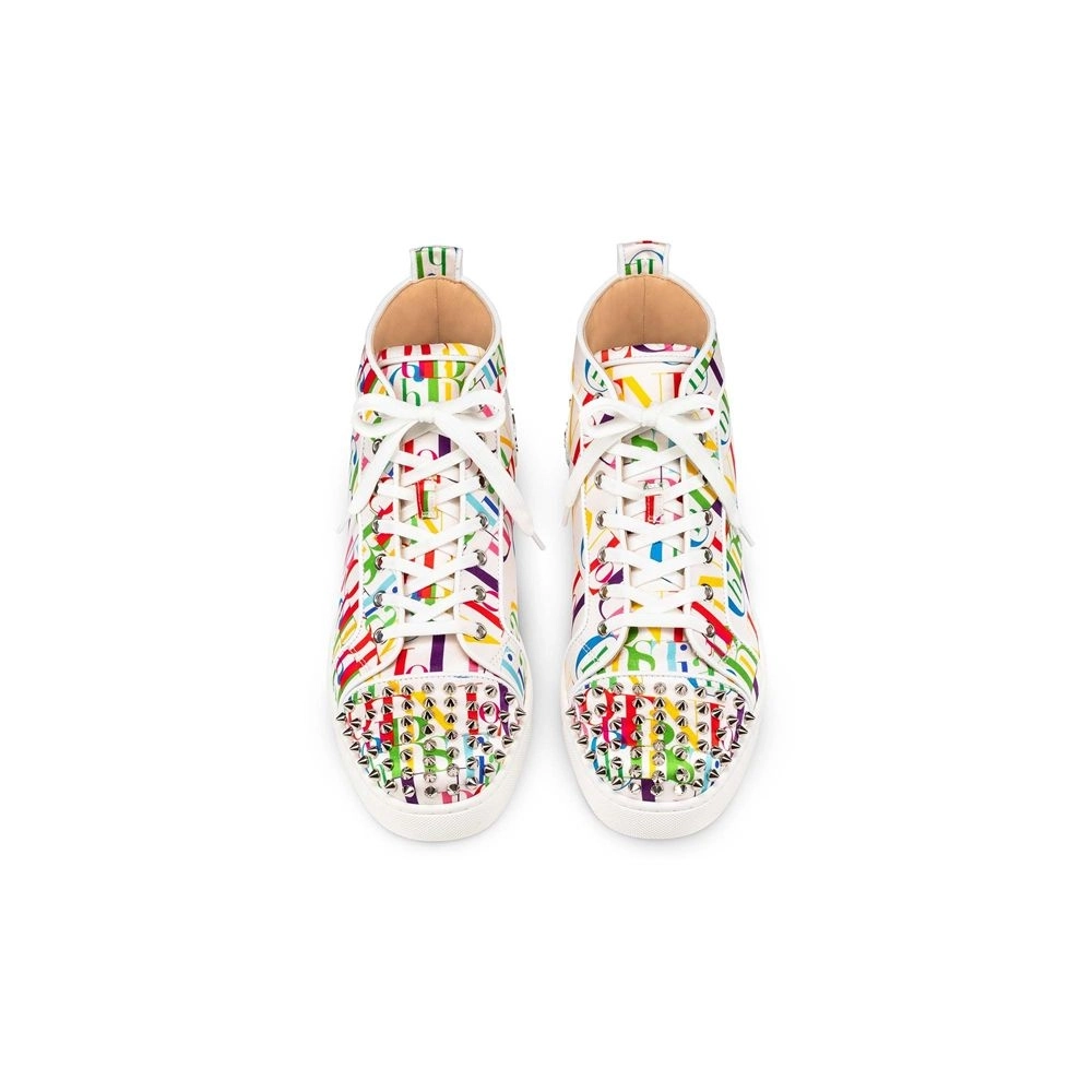 Christian Louboutin Lou Spikes White-multi/bianco Crepe Satin