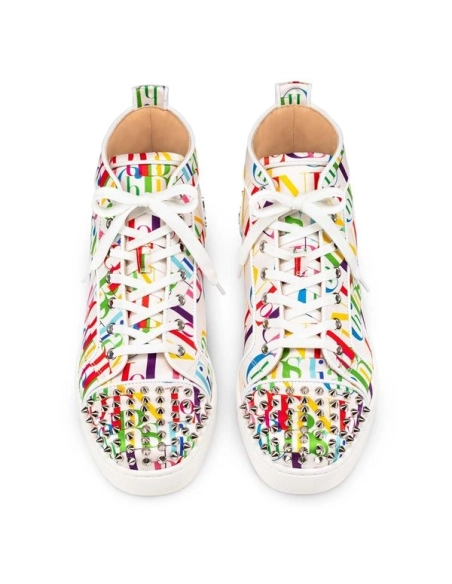 Christian Louboutin Lou Spikes White-multi/bianco Crepe Satin