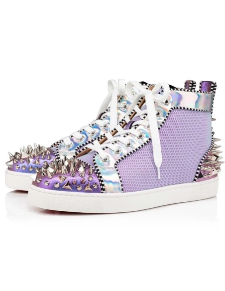 Christian Louboutin Lou Spikes Version Lilac Smoke Nylon