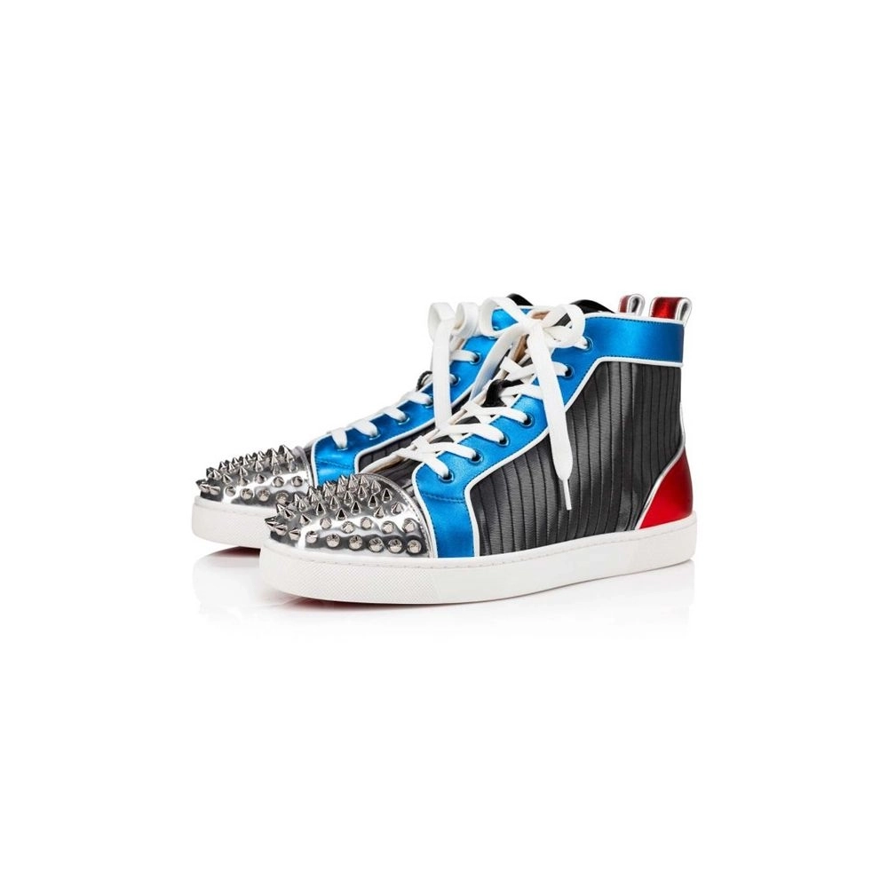 cheap Christian Louboutin Lou Spikes Orlaato Version Multi Fabric sale