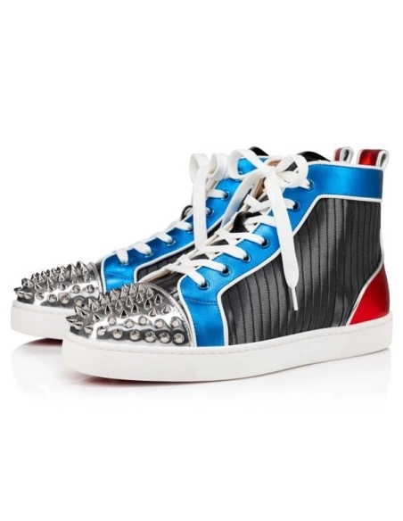cheap Christian Louboutin Lou Spikes Orlaato Version Multi Fabric sale