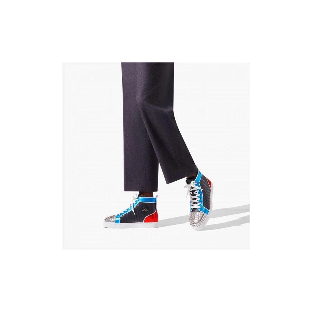 cheap Christian Louboutin Lou Spikes Orlaato Version Multi Fabric sale