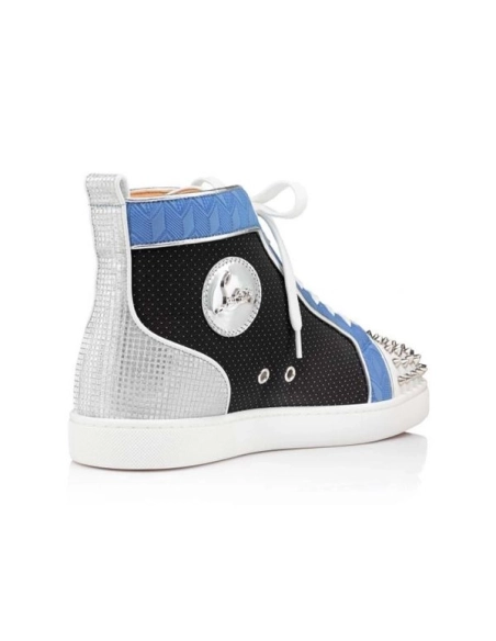 cheap Christian Louboutin Lou Spikes Orlaato Version Marine Suede Leather sale
