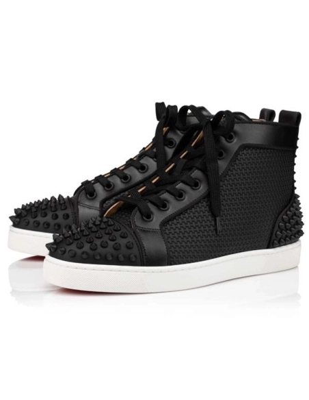 cheap Christian Louboutin Lou Spikes 2 Black/black Mat Gomme sale