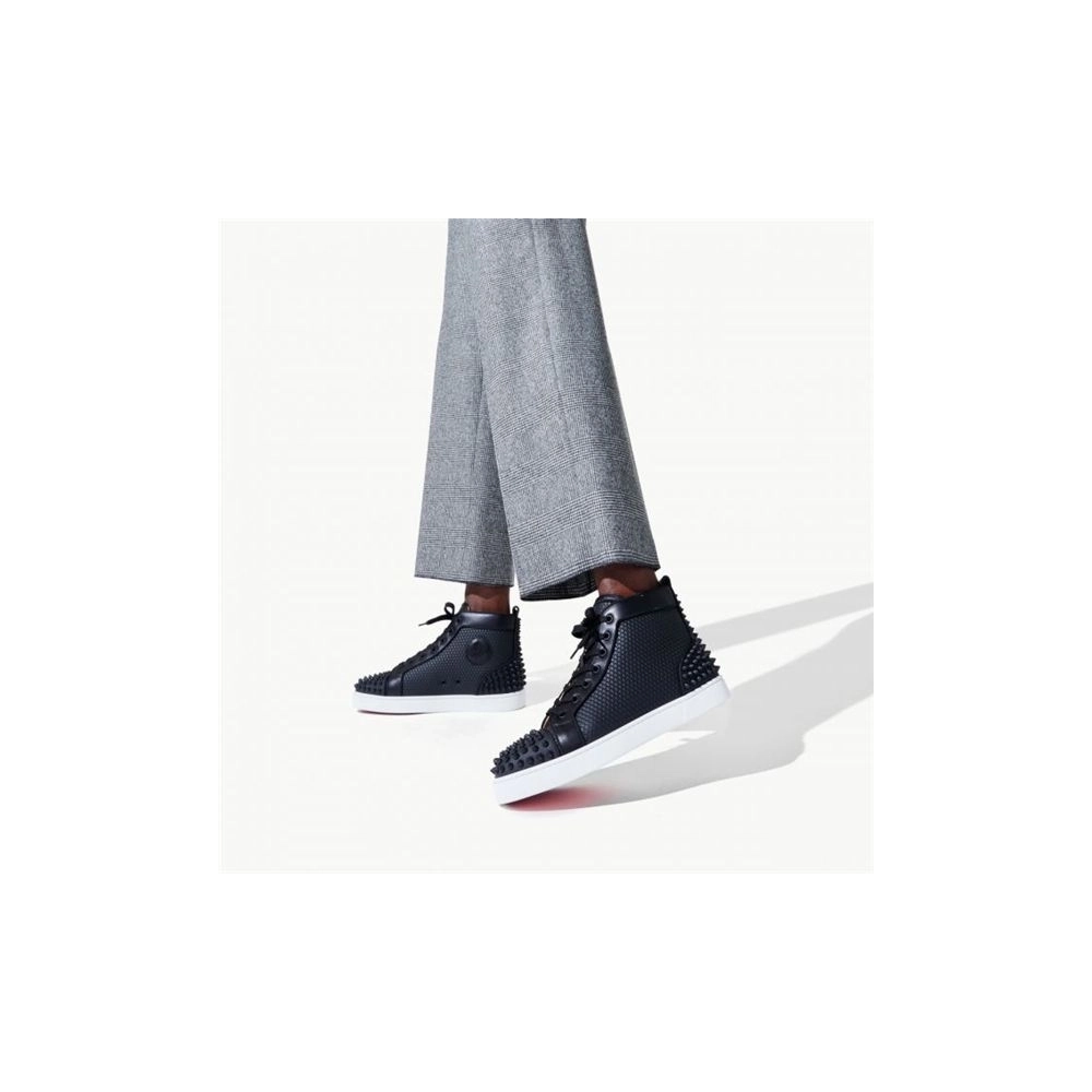 cheap Christian Louboutin Lou Spikes 2 Black/black Mat Gomme sale