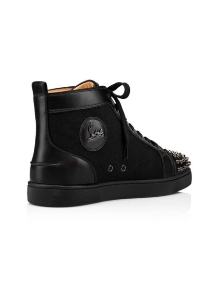 cheap Christian Louboutin Lou Spikes Orlato Flat Black/black Gun Calf sale