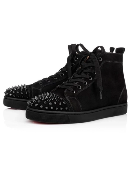 cheap Christian Louboutin Lou Spikes Black/black/bk Suede sale