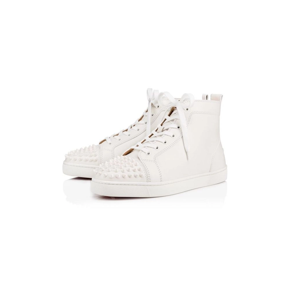cheap Christian Louboutin Lou Spikes White/white Leather sale