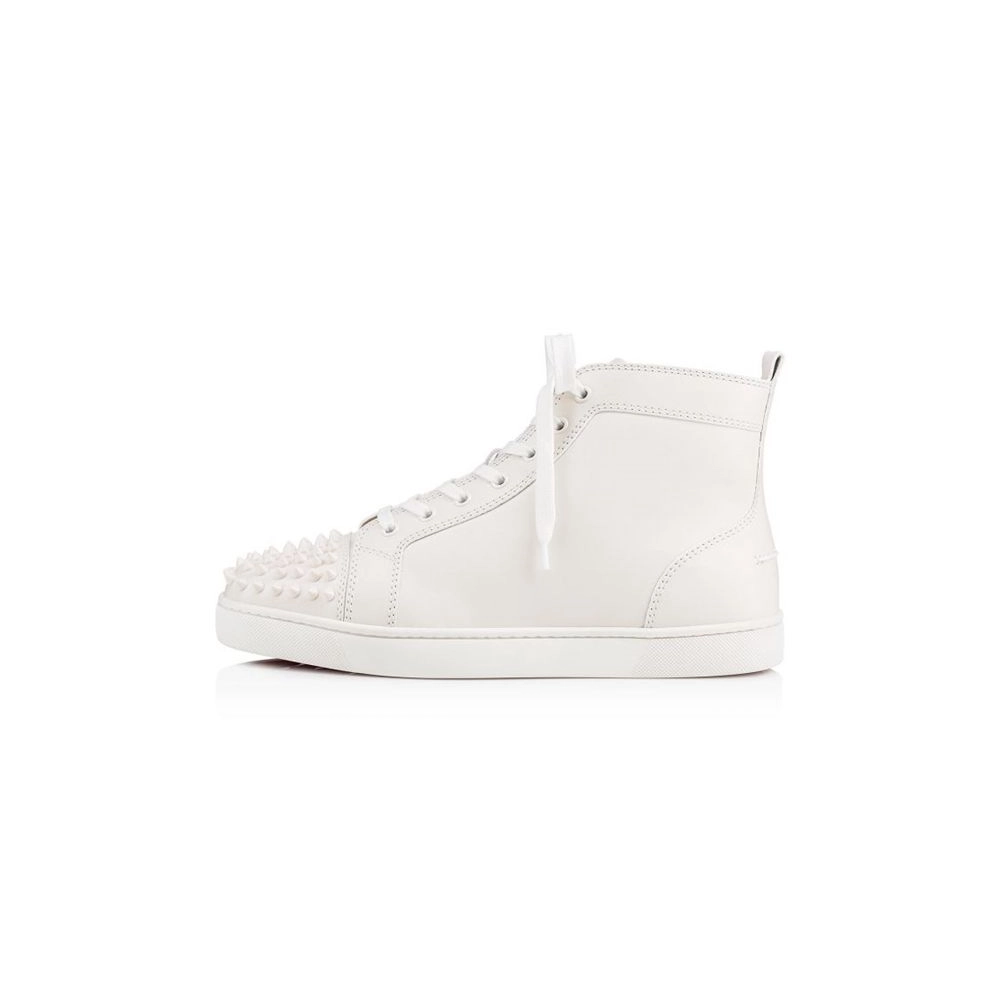 cheap Christian Louboutin Lou Spikes White/white Leather sale