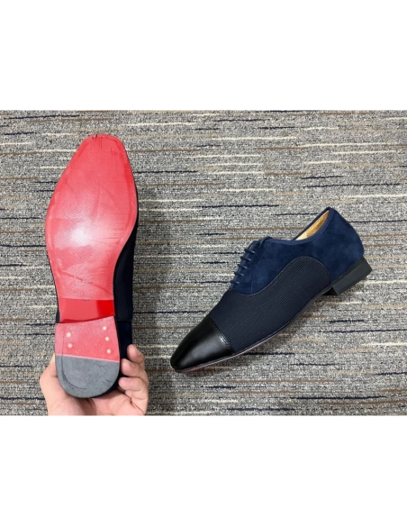 Cheap Christian Louboutin Greggo Oxfords Fabric Veau Velours And Leather Blue Black