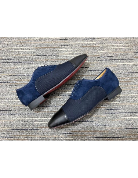 Cheap Christian Louboutin Greggo Oxfords Fabric Veau Velours And Leather Blue Black