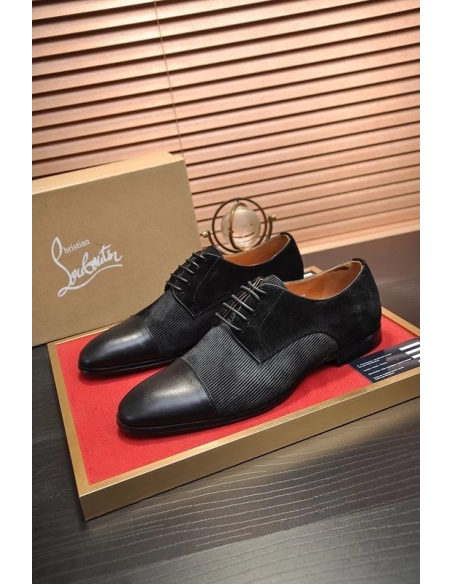 Discount Christian Louboutin Greggo Oxford Calf Leather and Suede Black Outlet Online