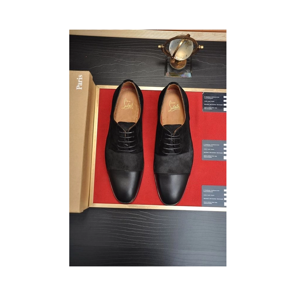 Discount Christian Louboutin Greggo Oxford Calf Leather and Suede Black Outlet Online