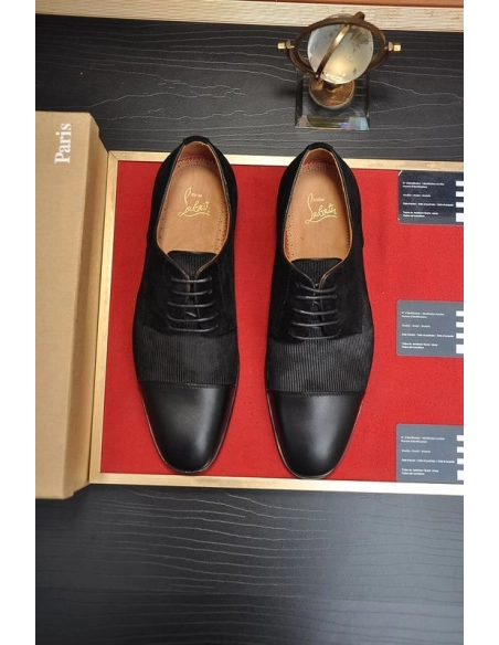 Discount Christian Louboutin Greggo Oxford Calf Leather and Suede Black Outlet Online