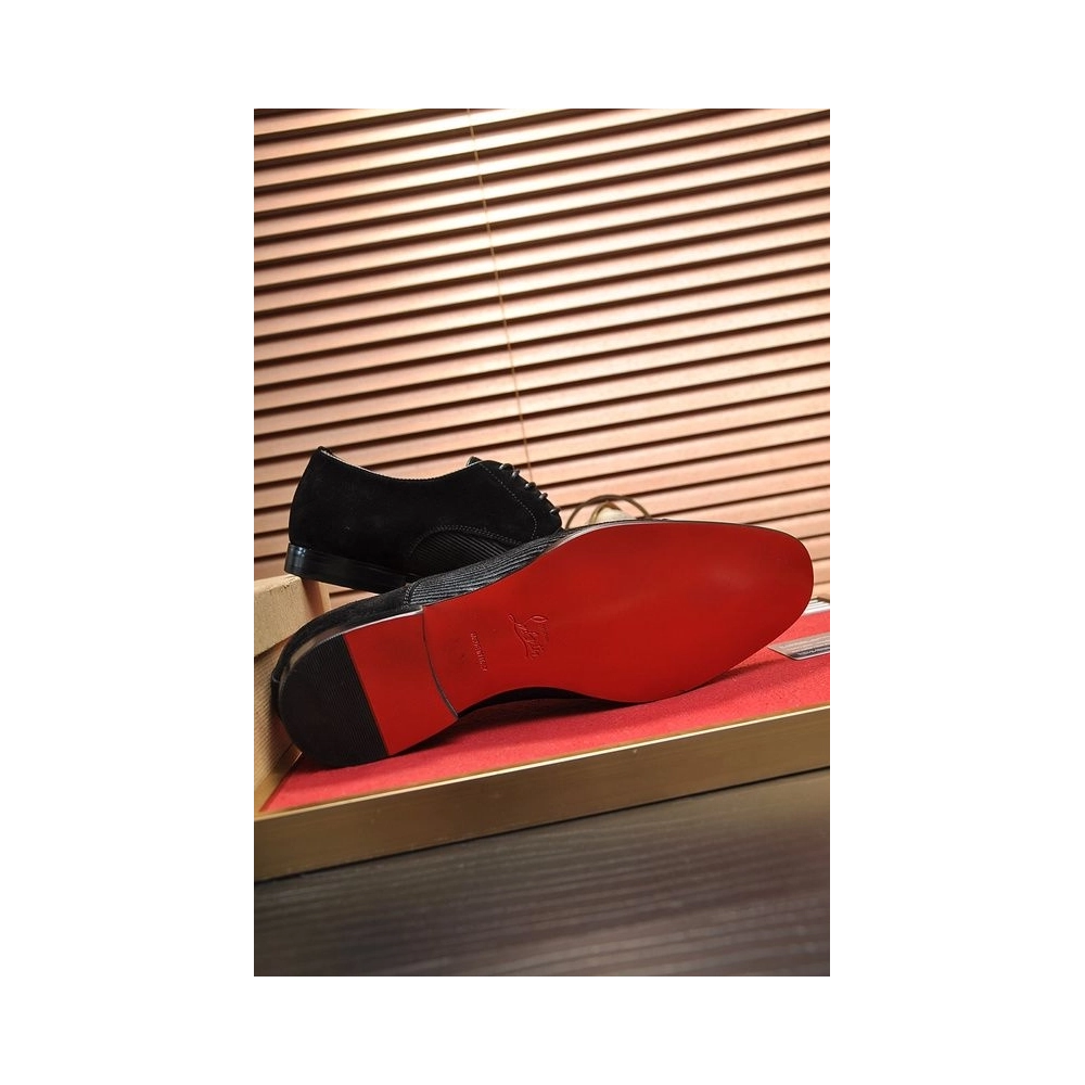 Discount Christian Louboutin Greggo Oxford Calf Leather and Suede Black Outlet Online