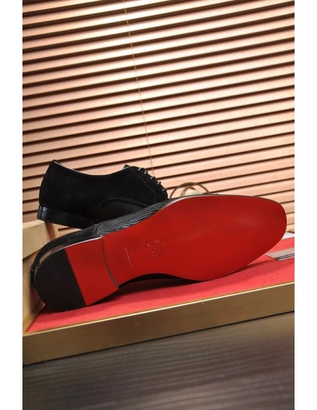 Discount Christian Louboutin Greggo Oxford Calf Leather and Suede Black Outlet Online