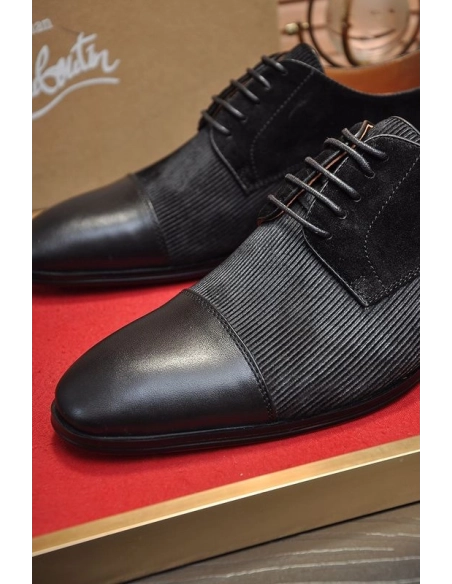Discount Christian Louboutin Greggo Oxford Calf Leather and Suede Black Outlet Online