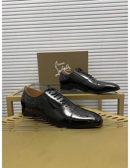 Cheap Christian Louboutin Greggo Oxford Sculpted Patent Leather Black for Sale
