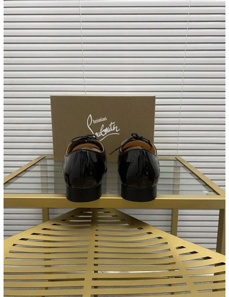 Cheap Christian Louboutin Greggo Oxford Sculpted Patent Leather Black for Sale