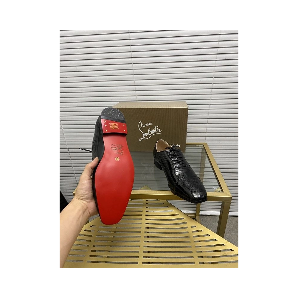 Cheap Christian Louboutin Greggo Oxford Sculpted Patent Leather Black for Sale