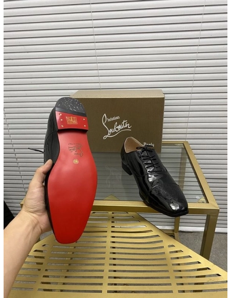 Cheap Christian Louboutin Greggo Oxford Sculpted Patent Leather Black for Sale