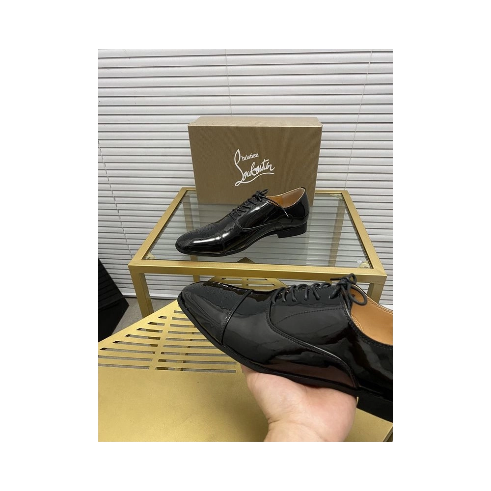 Cheap Christian Louboutin Greggo Oxford Sculpted Patent Leather Black for Sale