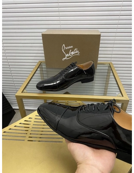 Cheap Christian Louboutin Greggo Oxford Sculpted Patent Leather Black for Sale