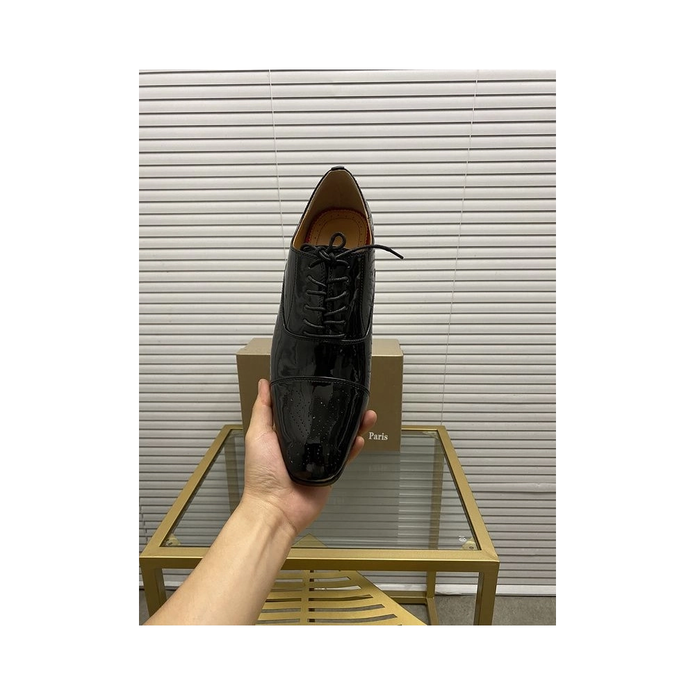 Cheap Christian Louboutin Greggo Oxford Sculpted Patent Leather Black for Sale