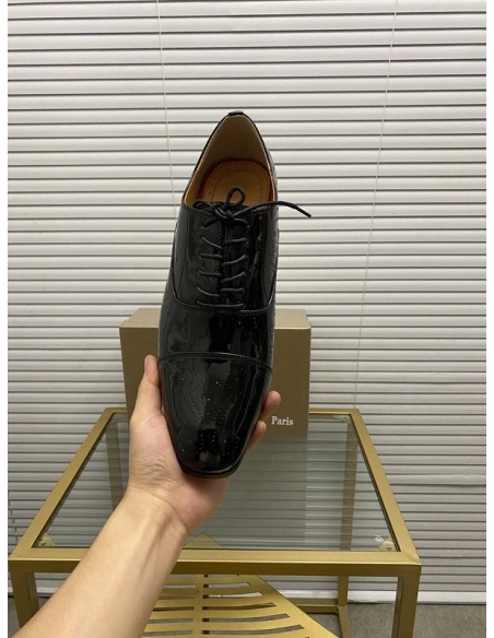 Cheap Christian Louboutin Greggo Oxford Sculpted Patent Leather Black for Sale