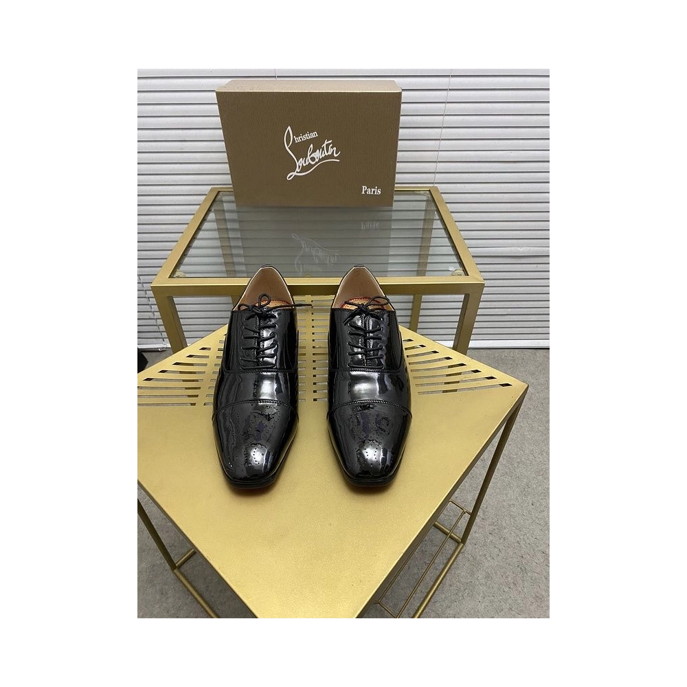 Cheap Christian Louboutin Greggo Oxford Sculpted Patent Leather Black for Sale