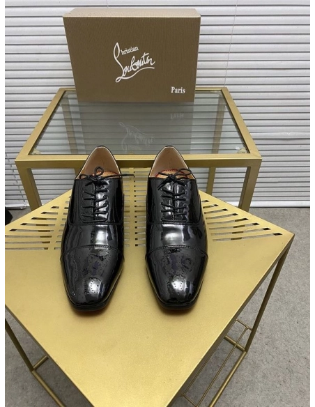 Cheap Christian Louboutin Greggo Oxford Sculpted Patent Leather Black for Sale