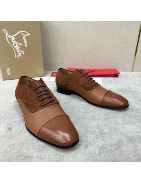 Replica Christian Louboutin Greggo Oxford Calf Leather and Suede Brown