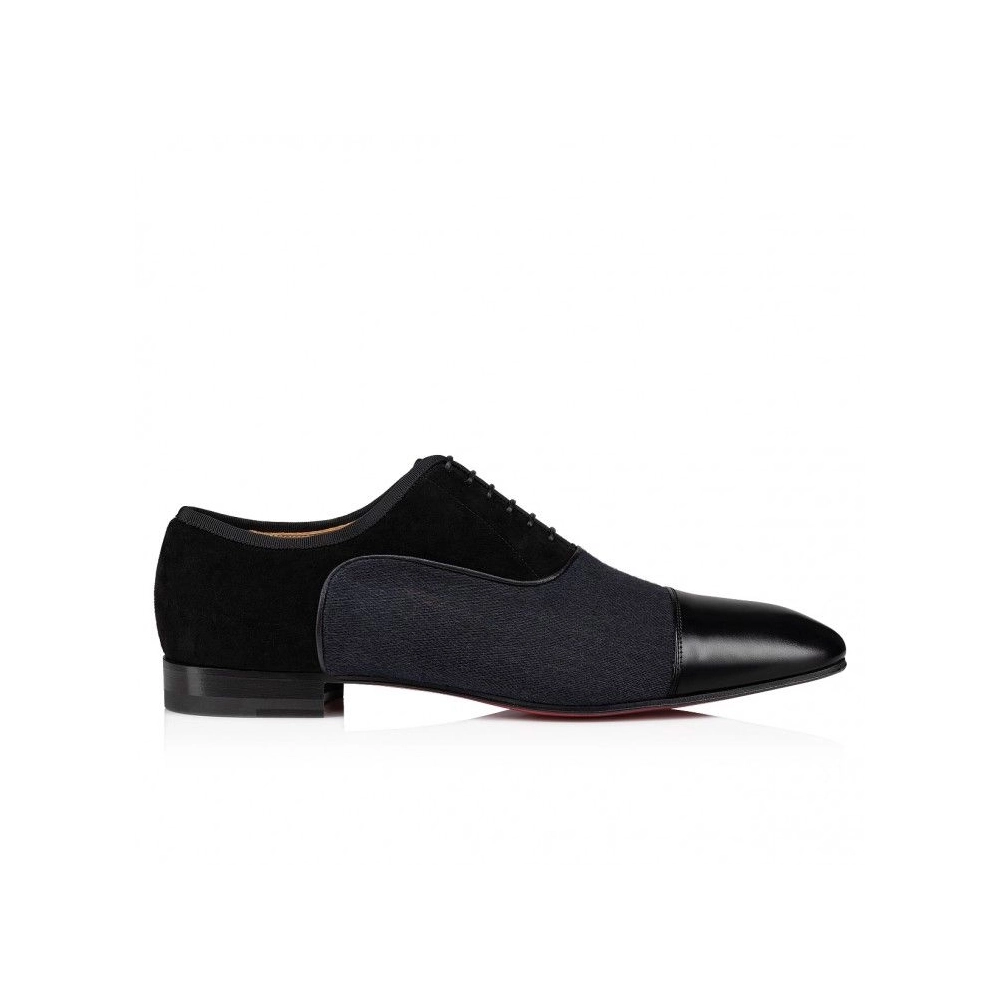 Fake Christian Louboutin Greggo Oxfords Wool Veau Velours And Nappa Leather Black, Knockoff Christian Louboutin Shoes