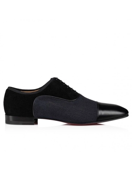 Fake Christian Louboutin Greggo Oxfords Wool Veau Velours And Nappa Leather Black, Knockoff Christian Louboutin Shoes