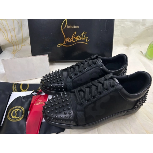 Discount Christian Louboutin Seavaste 2 Sneakers Jacquard Calf Leather And Spikes Black