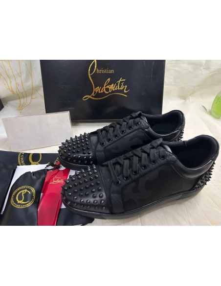 Discount Christian Louboutin Seavaste 2 Sneakers Jacquard Calf Leather And Spikes Black