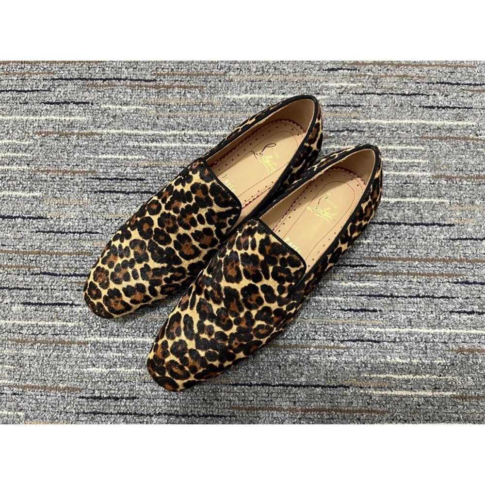 Replica Christian Louboutin Dandelion Loafers Veau Velours Leopard Print Pony Hair