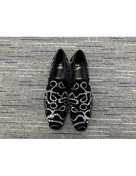 Replica Christian Louboutin Octodandelion Strass Loafers Velvet Black