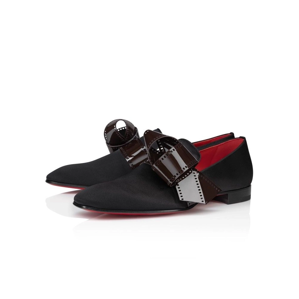Knockoff Christian Louboutin Dandelion Nomine Red Carpet Mocassins Crepe Satin Black